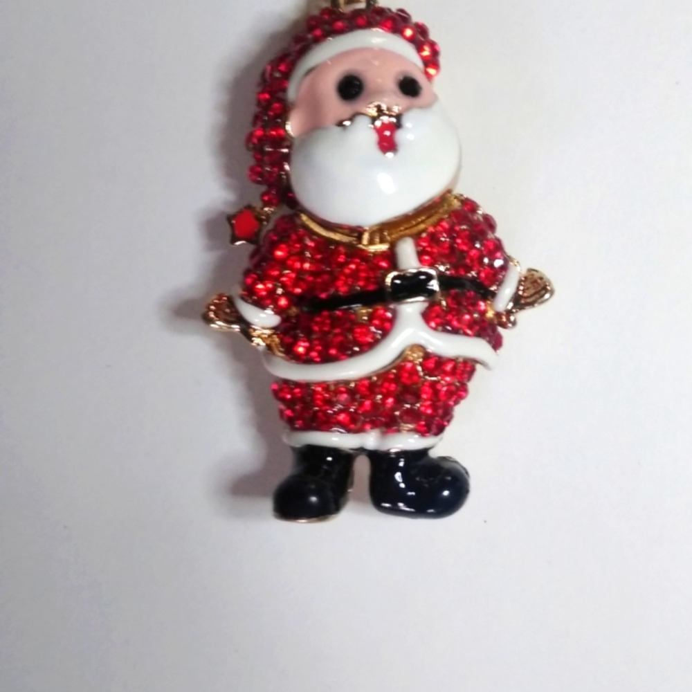 Betsey Johnson Red Sparkling Santa Necklace